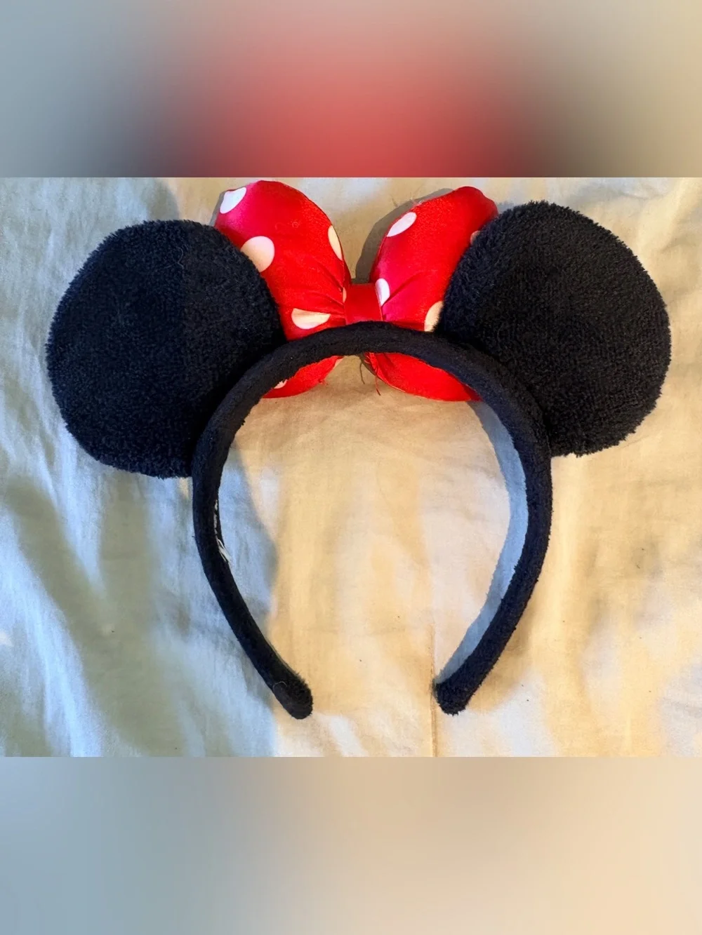 Disney Minnie Mouse Black Ear Headband with Red Polka Dot Bow